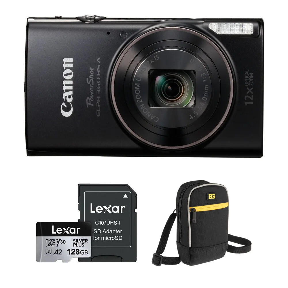 Canon PowerShot ELPH 360 HS A Camera with Complete Starter Bundle (Black)