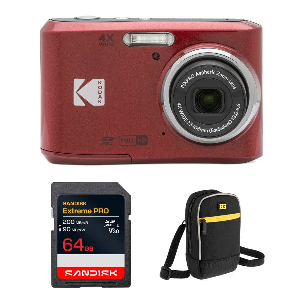 Kodak PIXPRO FZ45 Digital Camera with Accessory Kit (Red)