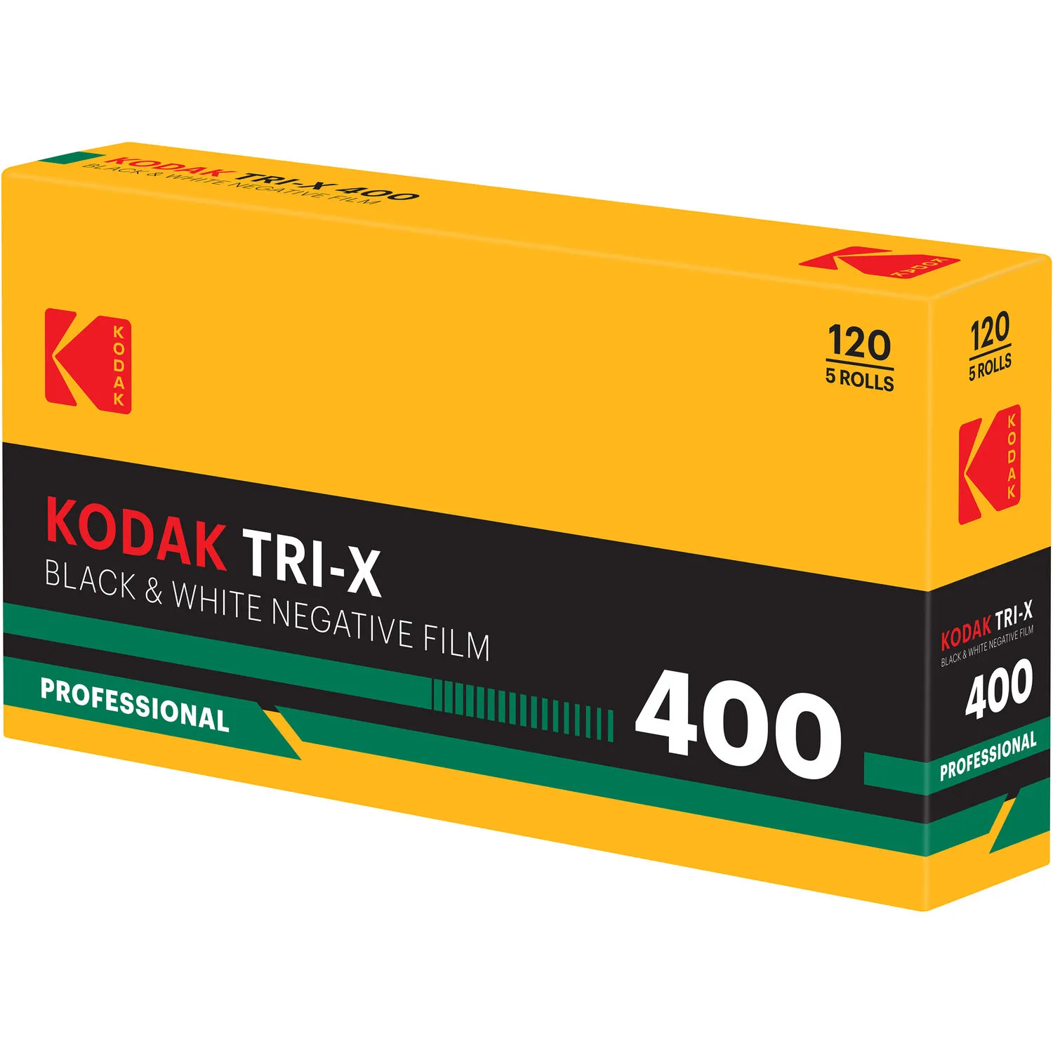 Kodak Professional Tri-X 400 Black and White Negative Film (120 Roll Film, 5-Pack, Retro Packaging)