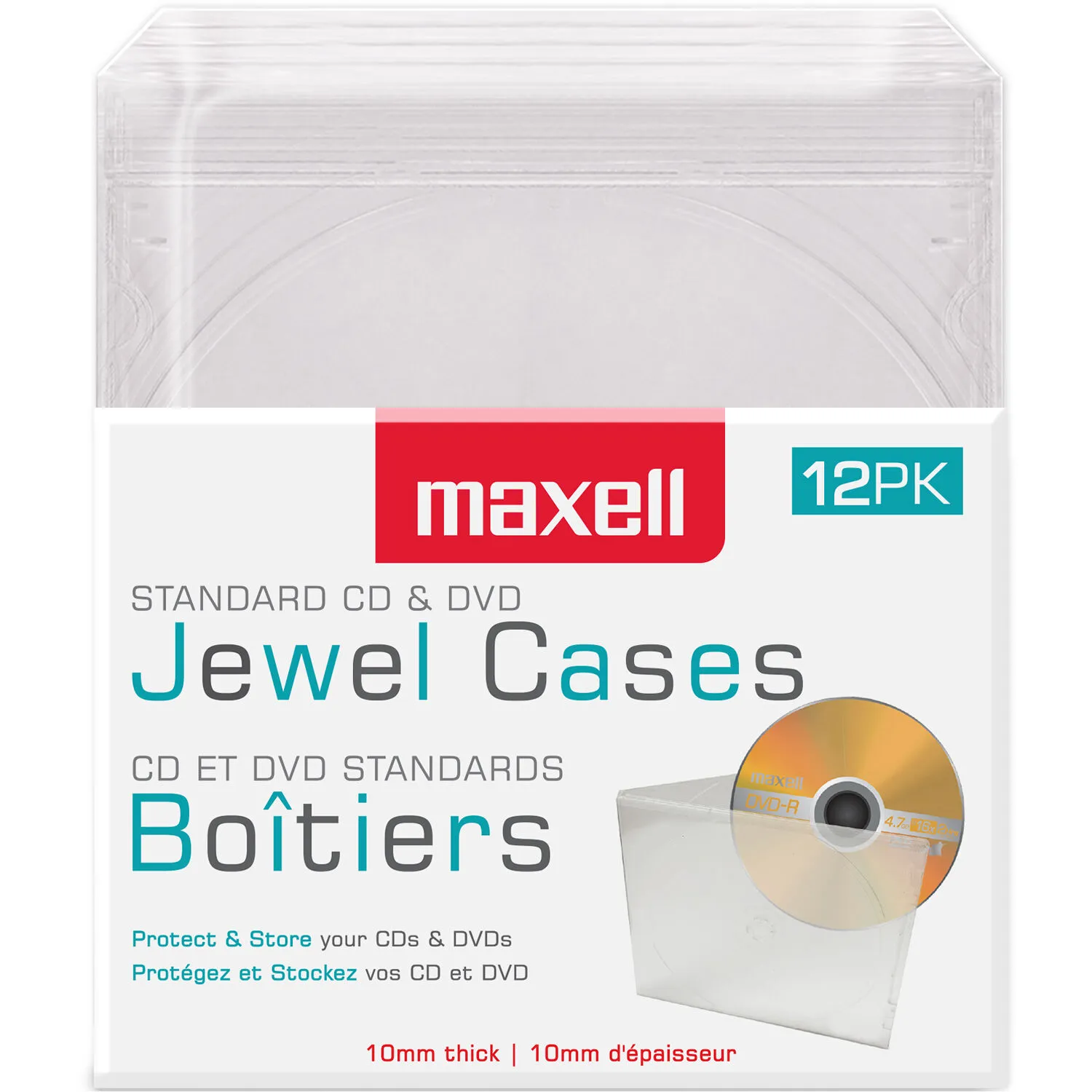 Maxell CD-360 Standard CD &amp; DVD Jewel Cases (Opaque, 12-Pack)
