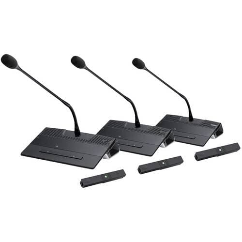 TELEVIC Wireless Discussion Conference Unit with Gooseneck Microphone and Battery Pack System (3-Unit Set)