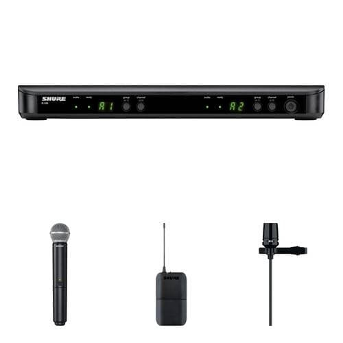 Shure BLX1288/SM58 Dual-Channel Wireless Combo Lavalier &amp; Handheld Microphone System (H11: 572 to 596 MHz)