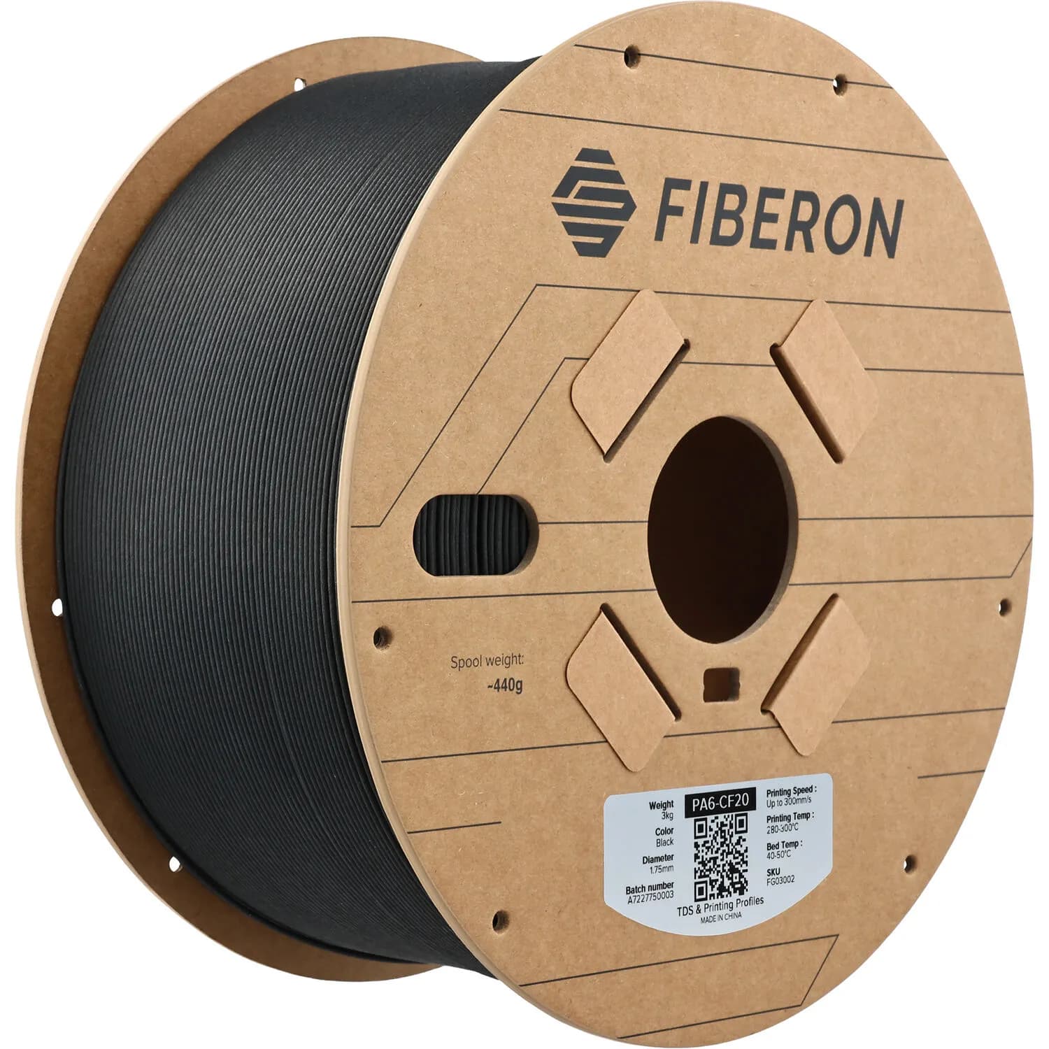 Polymaker Fiberon PA6-CF20 Carbon Fiber Reinforced Nylon 6 Filament (Black, 3kg)