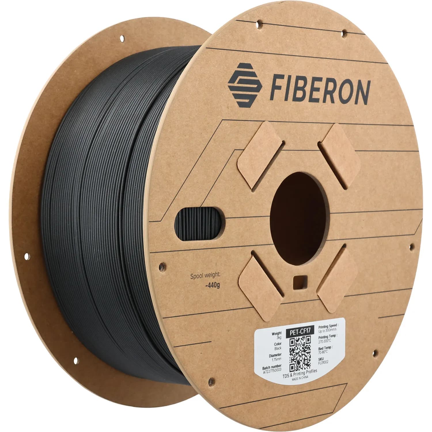 Polymaker Fiberon PET-CF17 Carbon Fiber Reinforced PET Filament (Black, 3kg)