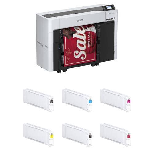 Epson SureColor T3770DR Large Format CAD/Technical Printer with Adobe Postscript and T50L Ink Cartridges Kit